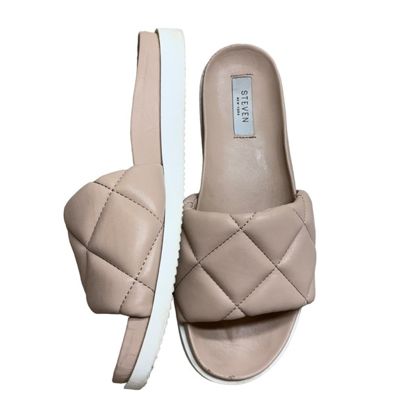 Steve Madden Shoes Steven New York Beige Women’s Cushion Puff Sandals Size 8.5 - Picture 12 of 14